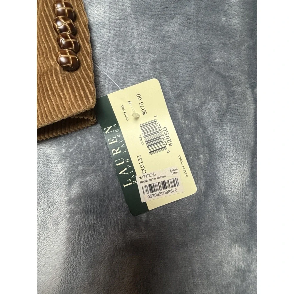 Lauren Ralph Lauren Corduroy Blazer Men's 42 Reg Brown Cotton Sport Coat NWT